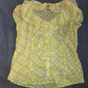 Banana Republic  frilly sheer button up large